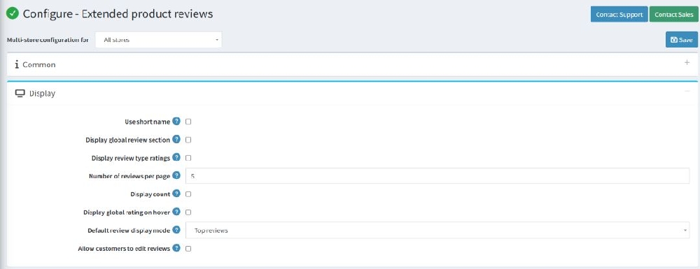 extended product review nopcommerce plugin configure display setting